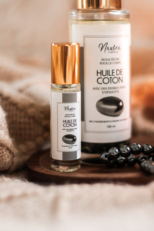 Huile sèche avec des pierres fines d’Hématite