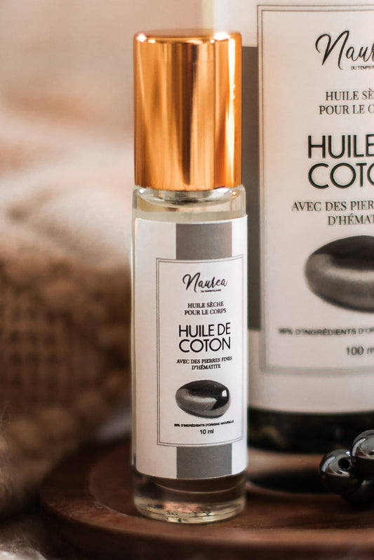 Huile sèche avec des pierres fines d’Hématite