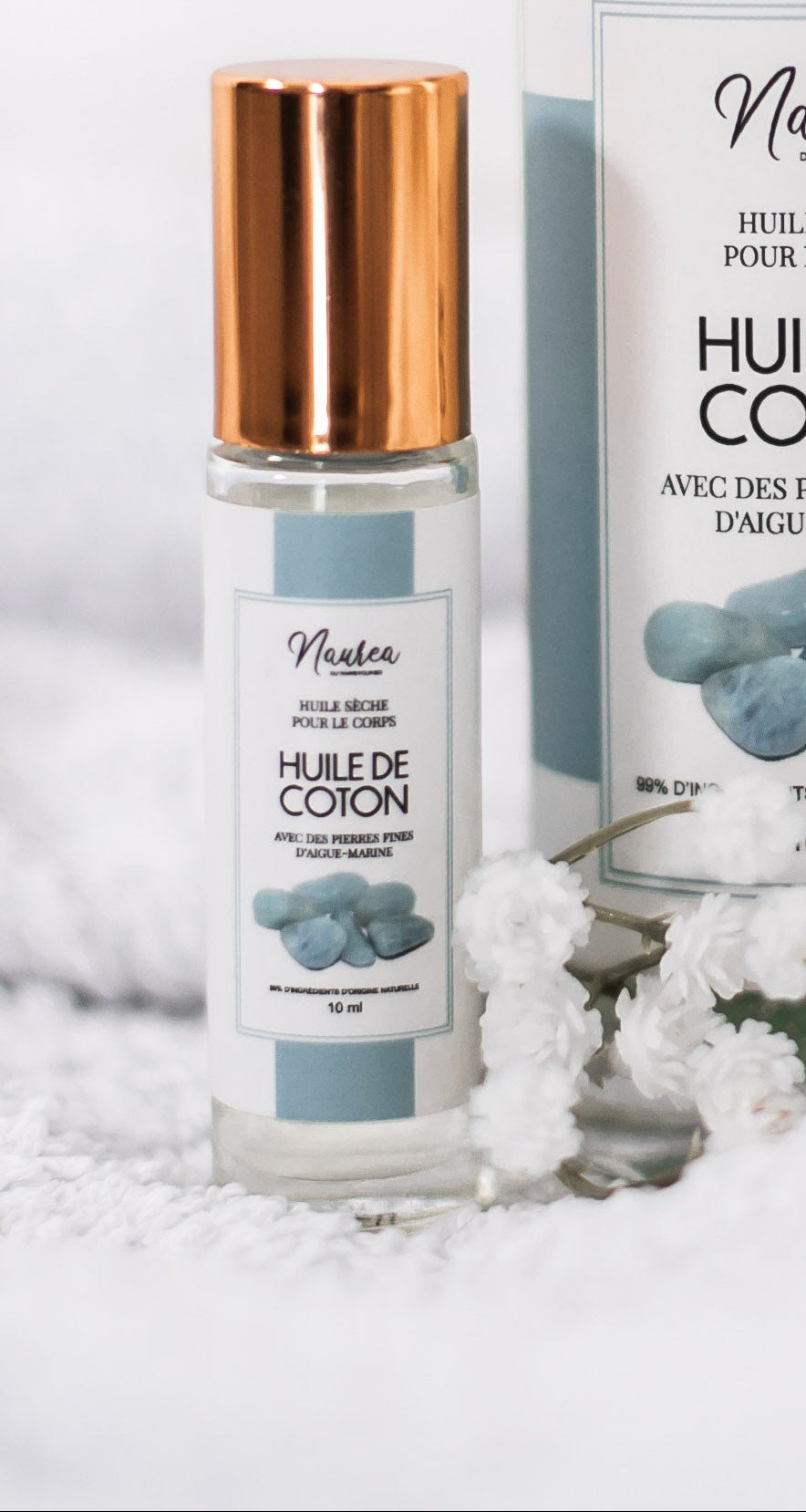 Huile sèche avec des pierres fines d’Aigue-Marine