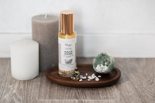 Huile sèche avec des pierres fines d’Howlite