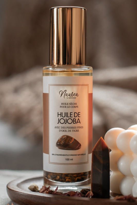 Huile sèche avec des pierres fines d'Oeil de Tigre