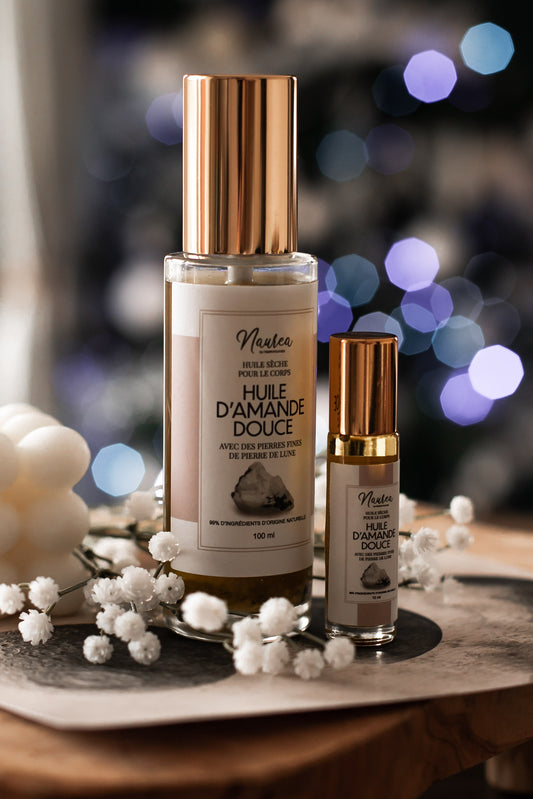 Huile sèche avec des pierres fines de Pierre de Lune